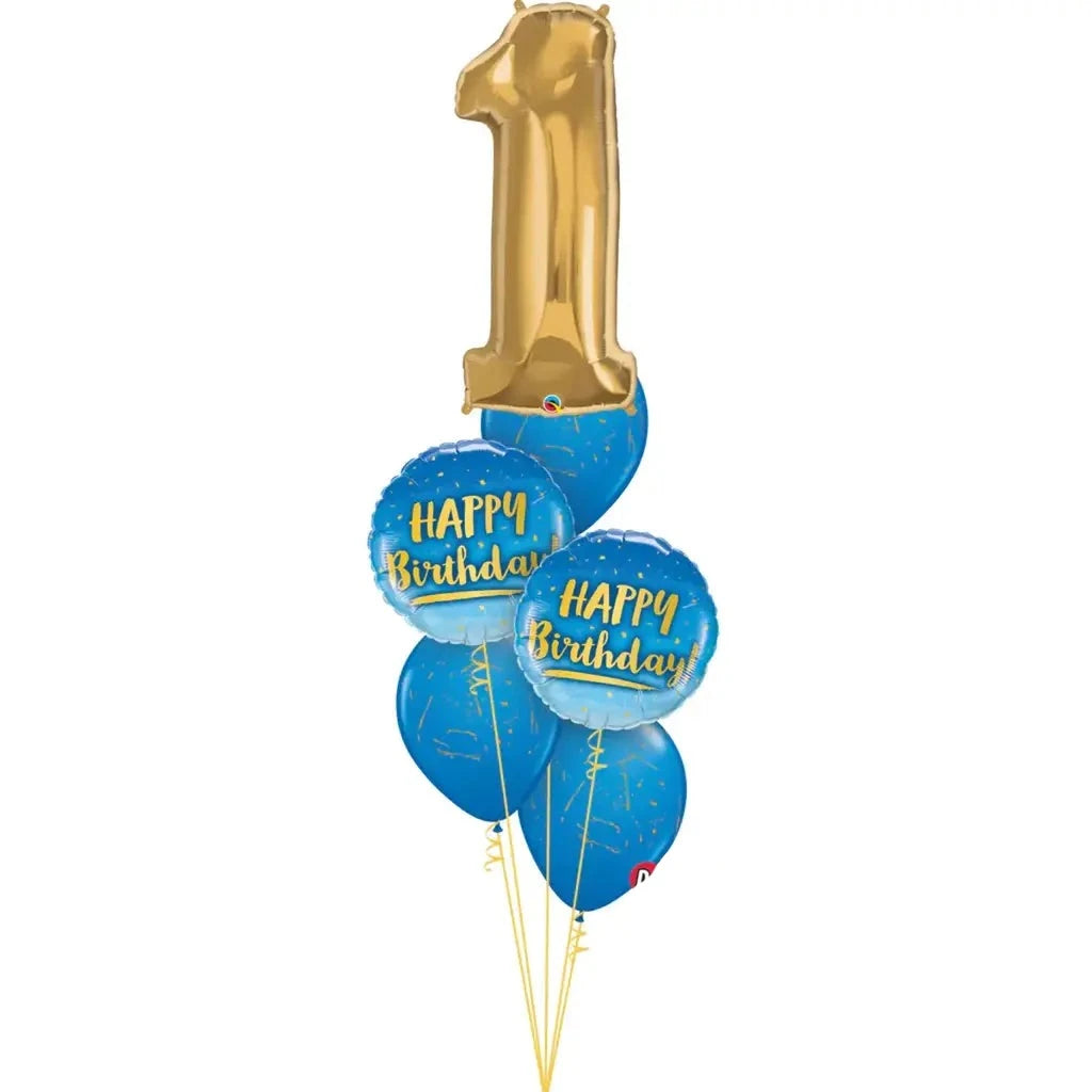 1-Cijferballon Happy Birthday Blue