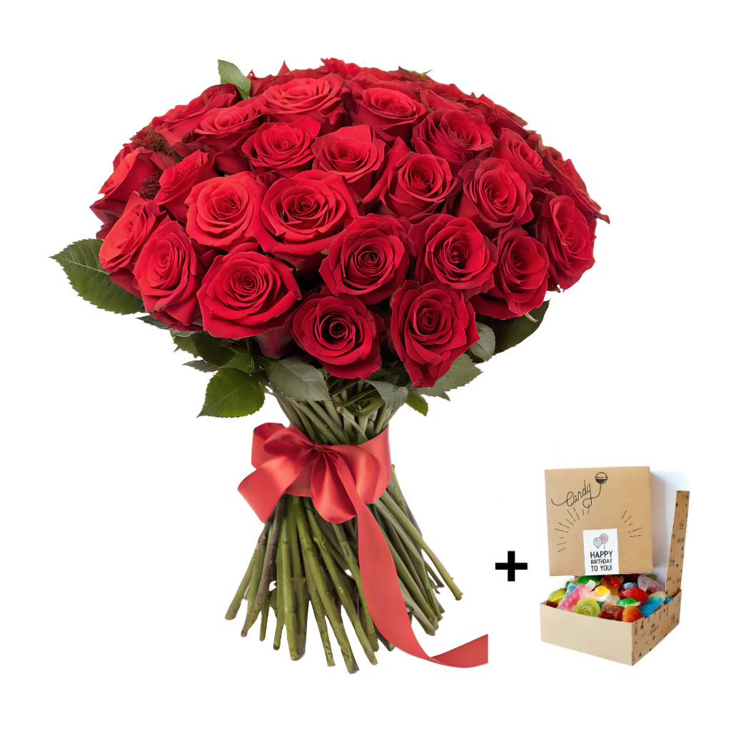 Boeket Only Roses Met Snoep